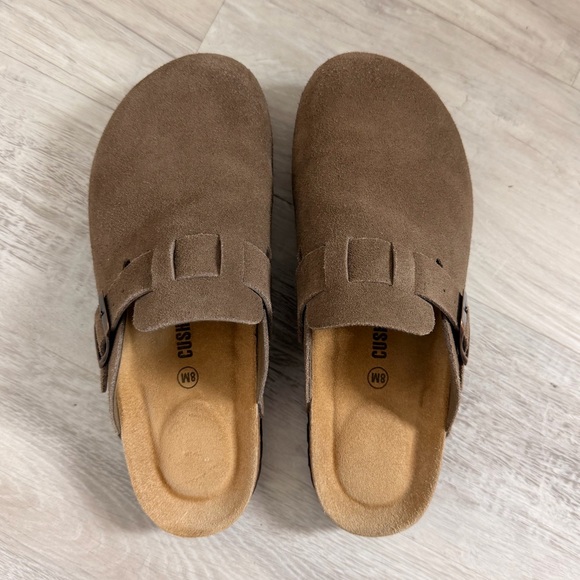 Cushionaire Suede Clogs with Buckle Moss Size 8 - Picture 3 of 10